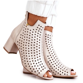 Bottines Cuir Ajourées Maciejka 05420-04 Beige