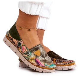 Mocassins en Cuir pour Femme Maciejka 05434-09 Vert multicolore