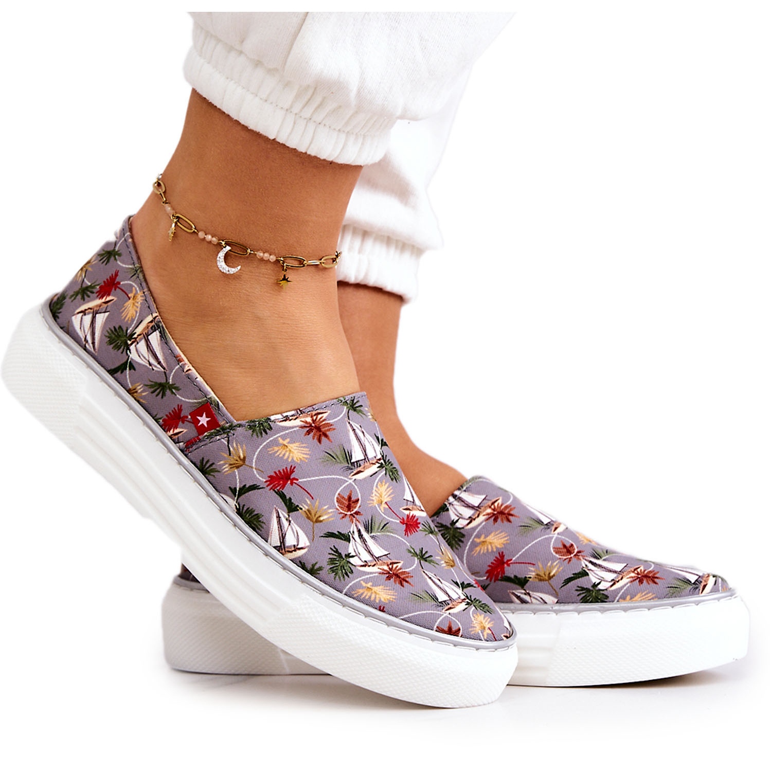Slip on grise femme sales