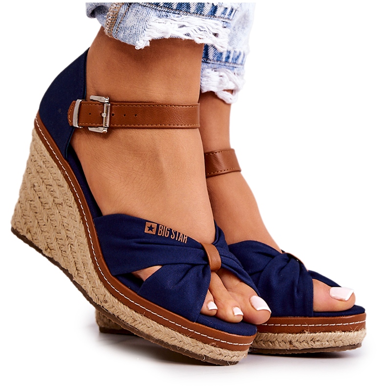 Sandales Compensées Femme Big Star JJ274938 Bleu Marine