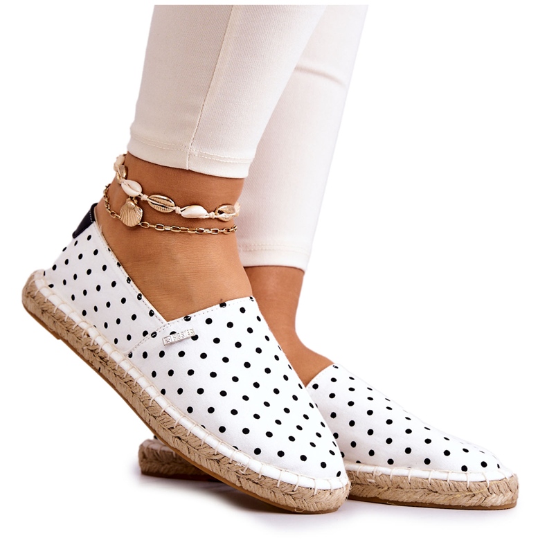 Espadrilles pour Femme à Pois Big Star JJ274870 Blanc blanche