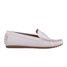 Marco Shoes Mocassins classiques en cuir souple blanc