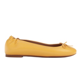 Marco Shoes Ballerines en cuir grainé délicat jaune