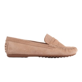 Marco Shoes Mocassins confortables en cuir souple beige