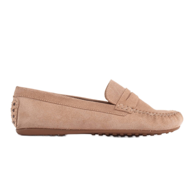 Marco Shoes Mocassins confortables en cuir souple beige