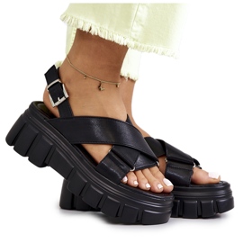 PE1 Sandales en cuir sur la plateforme Betti noire