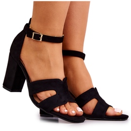 Sandales à talons noires en daim à la mode Aubrey