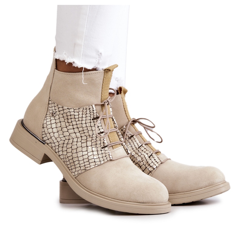 Lemar Bottines en Daim pour Femme avec Motif Serpent Beige Clair Sonroe
