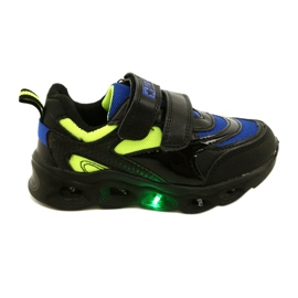 ADI Chaussures de sport LED Glowing Velcro News 22DZ32-4836 Royal noir bleu vert
