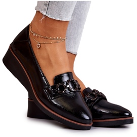 Vinceza Chaussures compensées en cuir verni Black Melodies noir