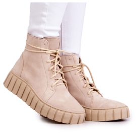 Bottines à plateforme en daim Lewski Shoes 3177 Beige clair