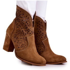Bottes ajourées Lewski Shoes 3166 Camel beige brun