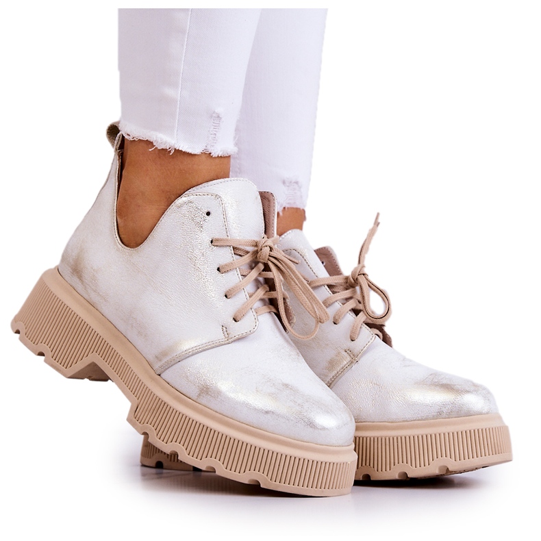 Chaussures Sur La Semelle Massive Nicole 2701/004 Blanc et Or beige blanche d'or