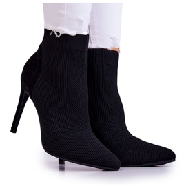 S.Barski Bottes pour femmes avec une chaussette sur un talon haut noir Last Night