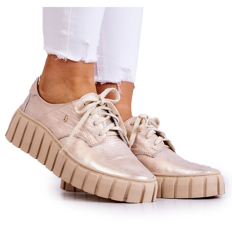 Lemar Brogues en cuir sur la plate-forme d'hypnose beige-or d'or Lemar Brogues en cuir sur la plate-forme d'hypnose beige-or d'or