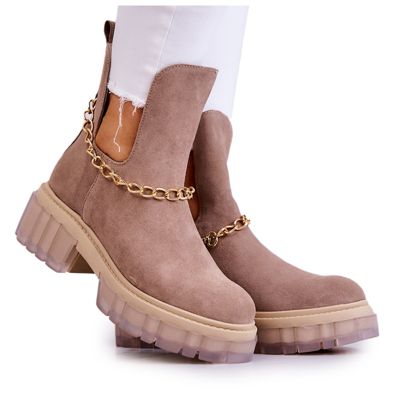 Bottines en daim à la mode avec une coupe beige Forget Me