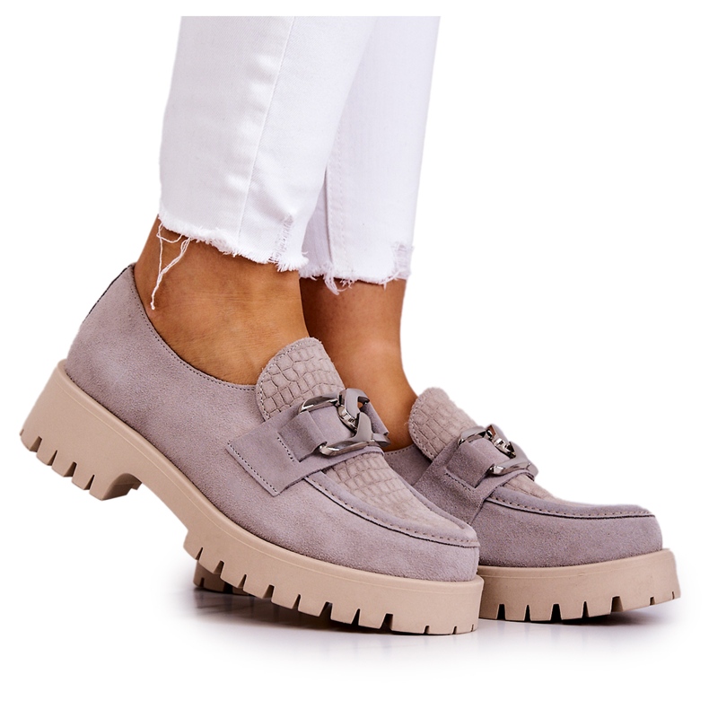 La.Fi Mocassins Tendance Daim Gris clair Rayhan