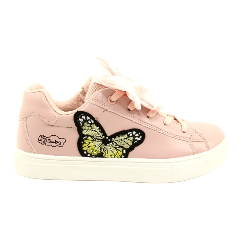 American Club Baskets sportives roses des filles avec un arc et un papillon américain club es64