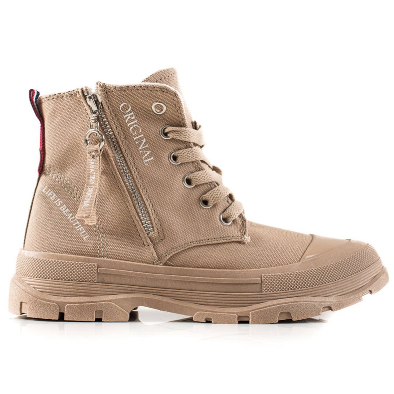 Sabatina Baskets à fermeture éclair beige