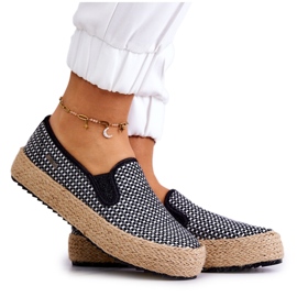 Baskets Tressées Femme Slip On Big Star JJ274395 Noir blanc