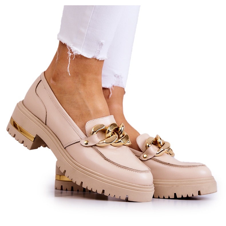 PA2 Mocassins Femme Mocassins Cuir Beige Mollie