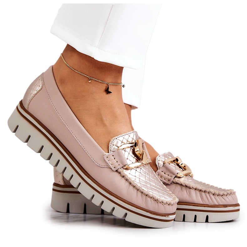 Lemar Mocassins en cuir pour femmes sur plateforme Venesia beige Lemar Mocassins en cuir pour femmes sur plateforme Venesia beige