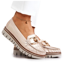 Lemar Mocassins en cuir pour femmes sur la plate-forme Golden Venesia doré