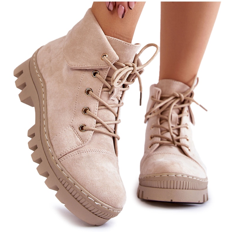 S.Barski Boots Daim Tied Dalles beige clair