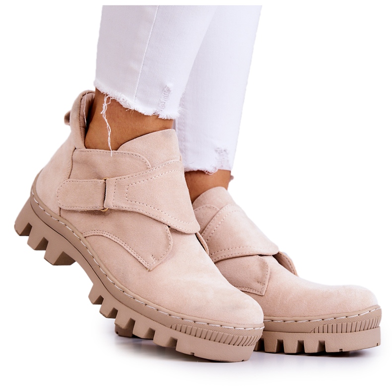 S.Barski Bottines En Daim Remgate Avec Fermeture Éclair Beige Clair