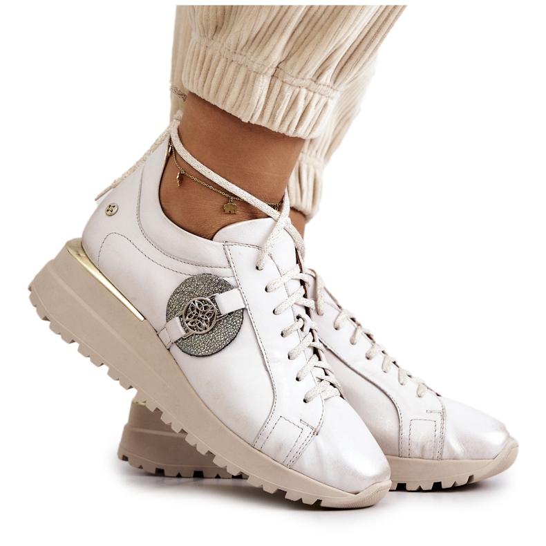 Chaussures De Sport En Cuir Compensées Maciejka 05492-04 Beige Chaussures De Sport En Cuir Compensées Maciejka 05492-04 Beige