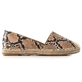 TRENDI Espadrilles classiques imprimé serpent beige brun