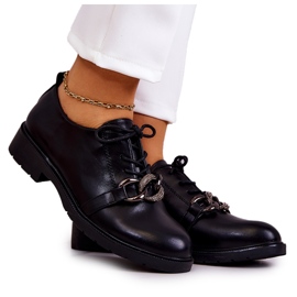 S.Barski Chaussures en cuir attachées avec un ornement de larosa noir le noir