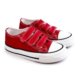 Espadrilles à scratch Bernie rouges pour enfant