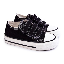 Baskets noires à scratch Bernie pour enfant le noir