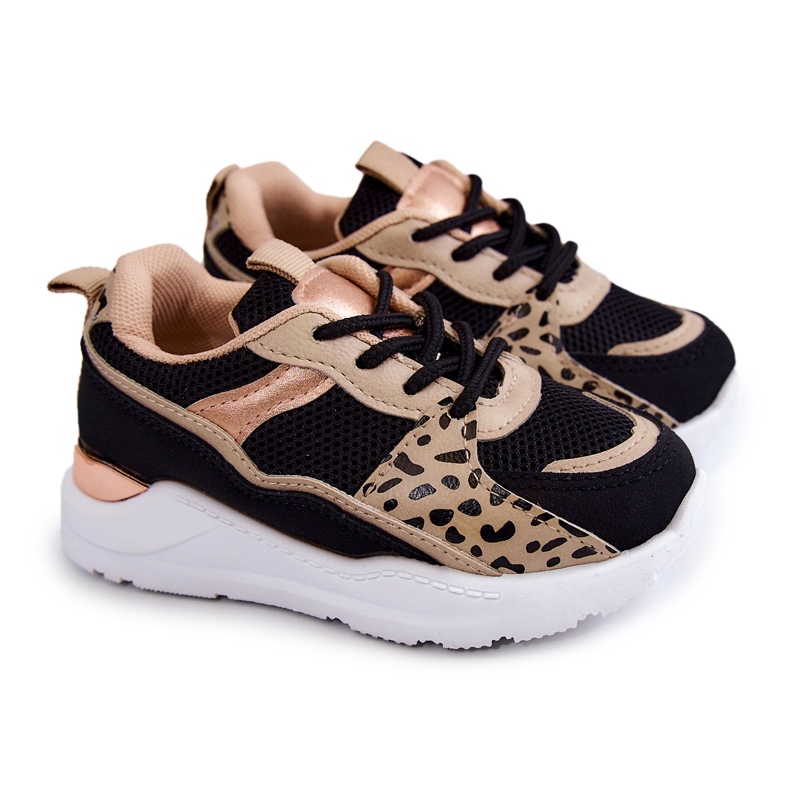 FR1 Chaussures Sport Enfant Baskets Noir et Beige Kizzie