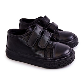 Baskets Enfant Cuir Baskets Avec Velcro Noir Foster