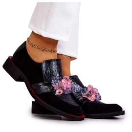 Chaussures En Daim Avec Décoration Davine Noire Et Rouge le noir
