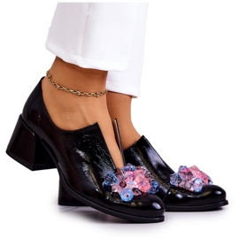 PA2 Chaussures En Cuir Lisse Avec Décoration Delaver Noire