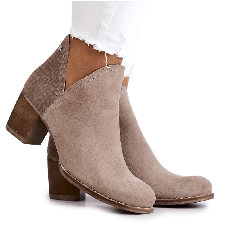 PL3 Bottes En Cuir Pour Femme Sur Un Talon Gris Larsa