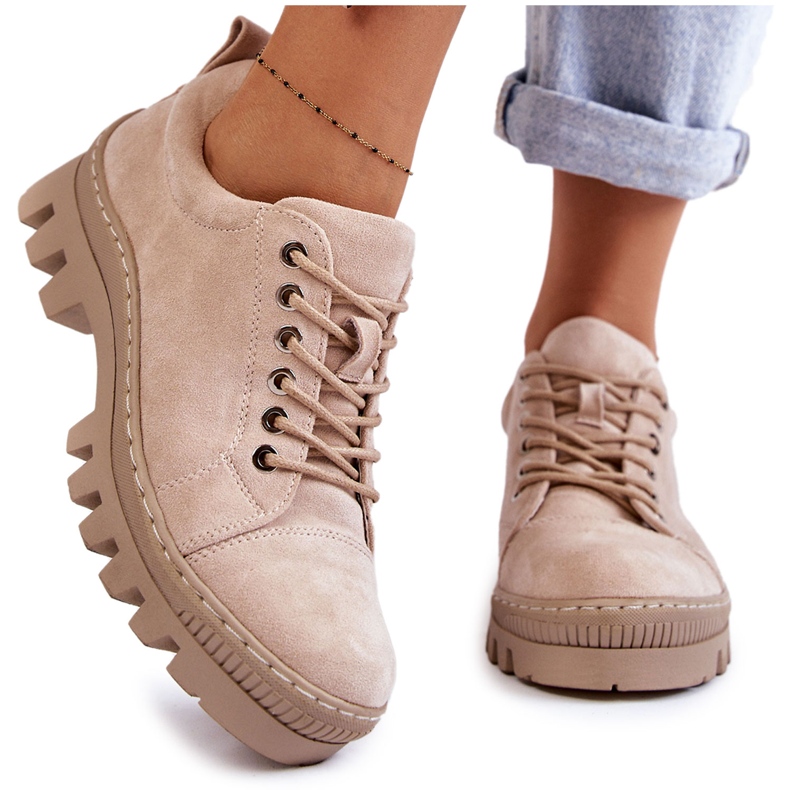 S.Barski Chaussures en daim pour femmes Tied Beige Mayson