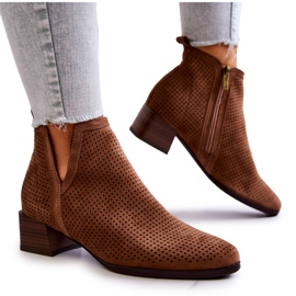 Vinceza Bottines En Daim Ajouré Avec Une Découpe Carine Marron brun