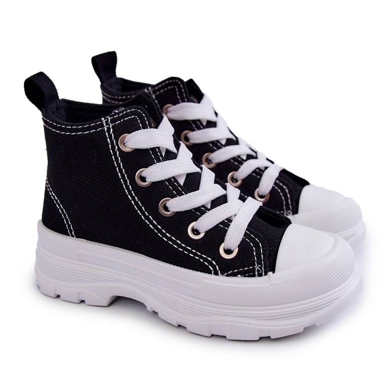 FR1 Baskets Montantes Enfant Noir et Blanc Freeze blanche le noir