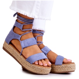 FW1 Sandales nouées pour femmes sur la plate-forme bleue Amrillo