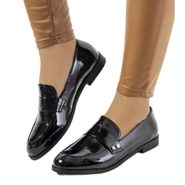Mocassins en cuir verni noir Abela