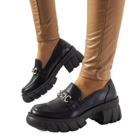 Mocassins noirs sur une grosse semelle Ruth