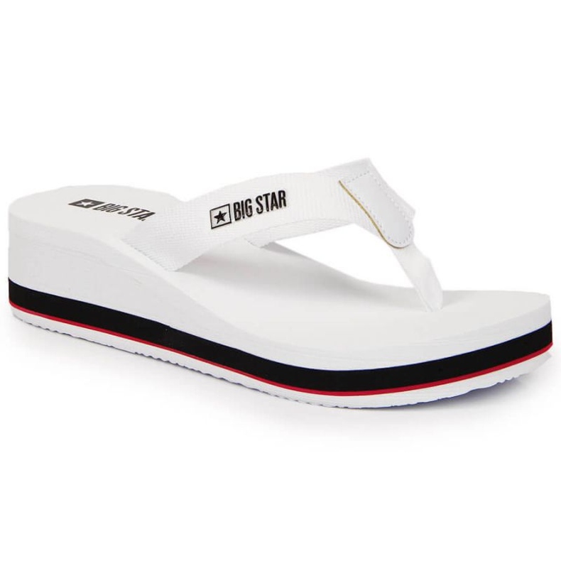 Tongs sur la Big Star W JJ274A333 talon compensé blanc blanche