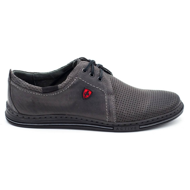 Polbut Chaussures en cuir masculin 343p Gris perforé