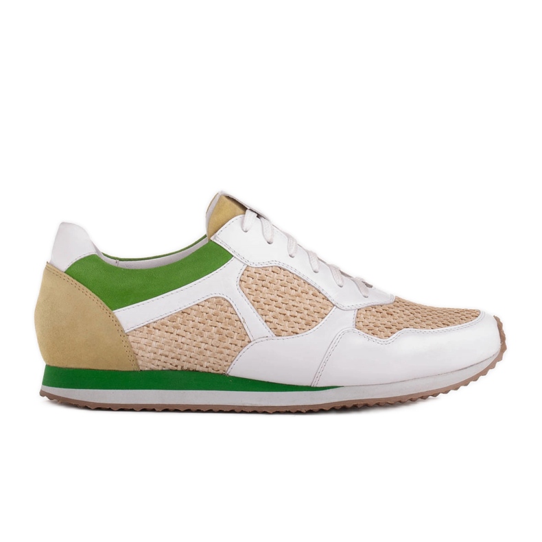 Marco Shoes Baskets avec éléments en raphia et cuir grainé blanche