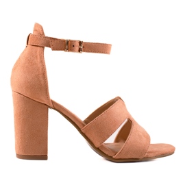 Evento Sandales à talons en daim beige brun