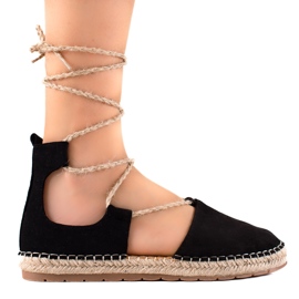 Lucky Shoes Espadrilles Noires Nouées le noir